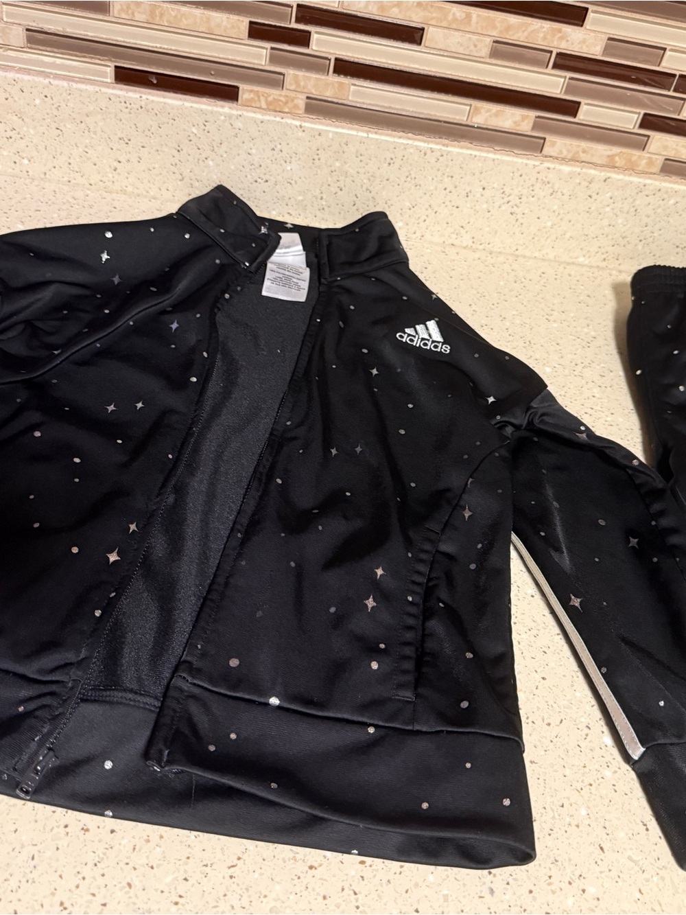 adidas Kids Black Star-Print Track Set